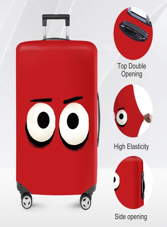 ANNA QUEEN Cut Emoticons Red Luggage Cover Washable Suitcase Protector Suitcase Cover Anti-Scratch,Stretchable Fit for 18-32Inch Luggage,Travel Bag Cover S(fits 18-21inch suitcase) - Image 3